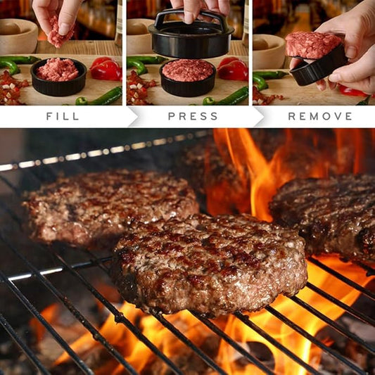 Leden Burger Press Hamburger Press Patty Maker with 100 Patty Papers 3-in-1 Non Stick Stuffed Burger Mold, Beef Patties and Sliders, BBQ Grill Accessories Kitchen Tool for Grilling