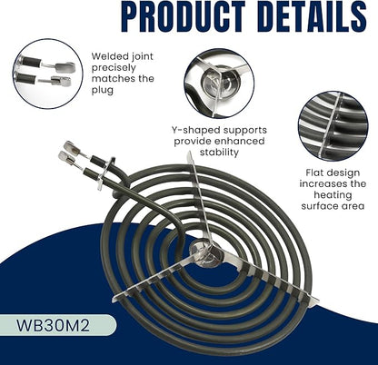 WB30M2 Range 8" Large Surface Burner Element Coil Replacement Fit for G.E 6 Turns Electric Stove Range Burner by AMI PARTS