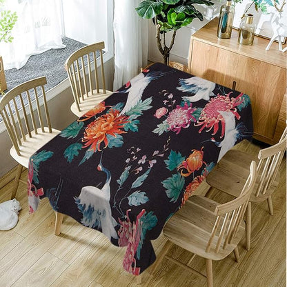 Moslion Japanese Cranes Tablecloth Rectangle Tablecloth for Kitchen 60x84 Inch