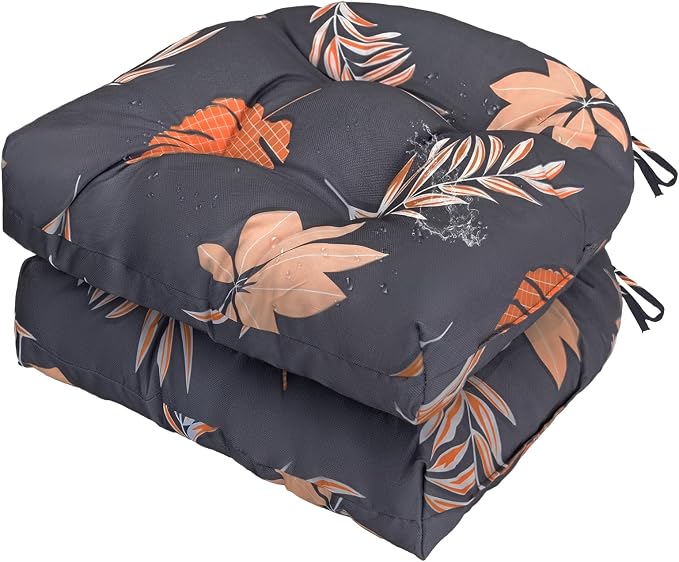 Gnostik Outdoor Indoor Floral Seat Cushions 18.6"X18.6" Waterproof Patio Chair Pads for Porch, Dining, Garden, Balcony, Office Set of 2