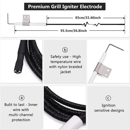 Grill Replacement Parts for Nexgrill 5 Burner 720-0888, 720-0888N, 720-0888S, 4 Burner 720-0830H, 17 Inch Cast Iron BBQ Grill Cooking Grates, Burner Tubes, Grill Heat Shields Plates, Grill Igniters.