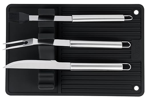Ozeri BBQ and Grill Utensil Holder Mat Set,Black