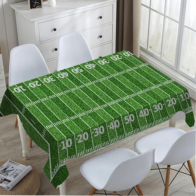 American Football Field Decorative Rectangle Tablecloth Green Grass Soccer Field with Numbers Polyester Table Cloth Kitchen Cover for Dining BBQ Picnic Coffee Table 60 x 84 Inch 6-8 Seats