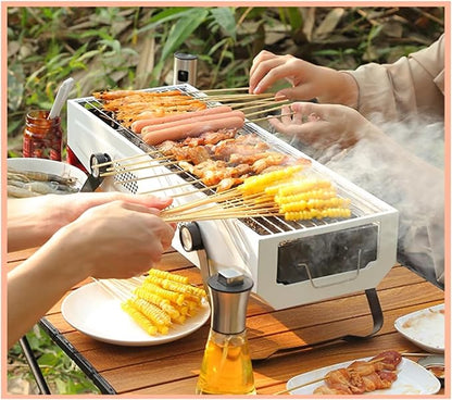 Portable charcoal grill, outdoor grill, folding portable grill, suitable for garden outdoor cooking barbecue camping picnic (Color : Black), 461488