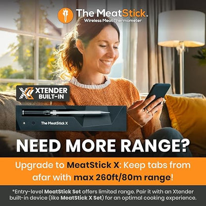 MeatStick WiFi Kit [Unlimited Range] | Duo Sensors Smart Wireless Meat Thermometer with Bluetooth | for Smoking, Grilling, BBQ, Air Fryer, Deep Frying, Oven, Sous Vide, Rotisserie