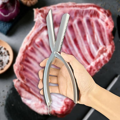 BBQ Rib Skinner, Stainless Steel Rib Membrane Remover Tool with Ergonomic Non-Slip Grip for Effortless Removal, Dishwasher Safe for BBQ Enthusiasts & Chefs Equipped with 1 Brush