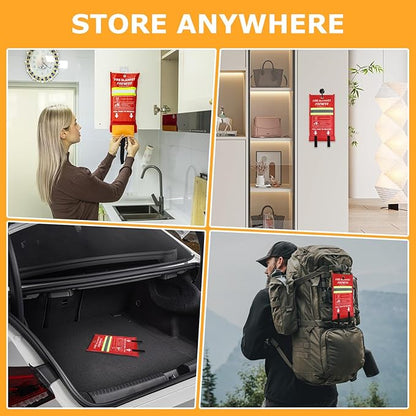 Emergency Fire Blanket, Flame Retardant Fire Blankets Emergency for Home, Kitchen, Car, Office, Grill (Silicone-1pack)