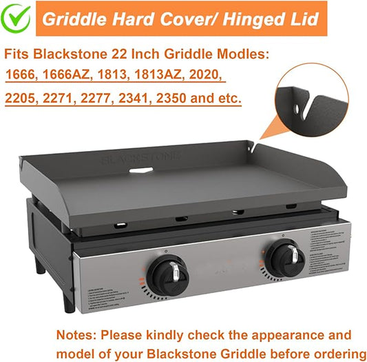 Upgraded Hinged Lid for Blackstone 1666 22" Omnivore Original Tabletop Griddle (2024 Model), Griddle Cover with Thermometer for Blackstone 1666 1813 2203 2271 2020 2205 22In Grill Case