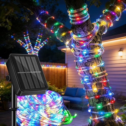LairtPOW Solar Rope Lights,39FT 8 Lighting Modes 100LEDs Solar Trampoline Lights,IP67 Waterproof Outdoor Rope Lights for Trampoline Camping Tent Patio Garden Tree Christmas Decoration (Multi Color)