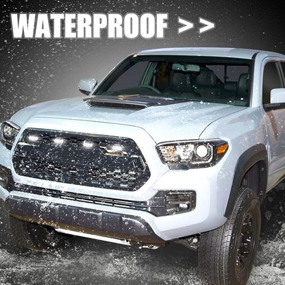 LED Grill Lights for 2016-2022 Aftermarket Toyota Tacoma TRD PRO Grille with Harness & Fuse(White light with black housing)
