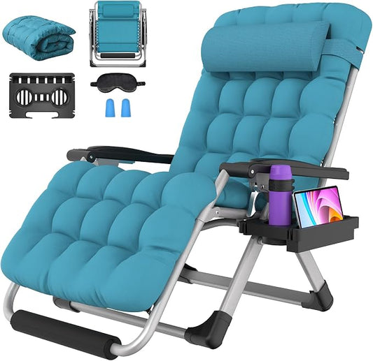 Suteck Oversized Zero Gravity Chair,500LBS 33In XXL Outdoor Recliner Chairs | w/Removable Cushion&Headrest, Camping Lounge Chair w/ Upgraded Lock&Footrest, Reclining Patio Chairs for Indoor Outdoor