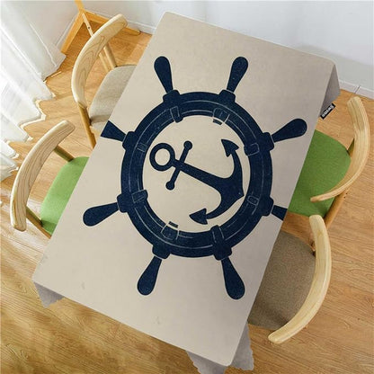 Swono Rudder Table Cover Vintage Marine Ship Wheel Sailing Anchor Ocean 50x72 Inch Table Cloth for Rectangle Tables Buffet Parties Coffee BBQ and Dinning Tablecloth