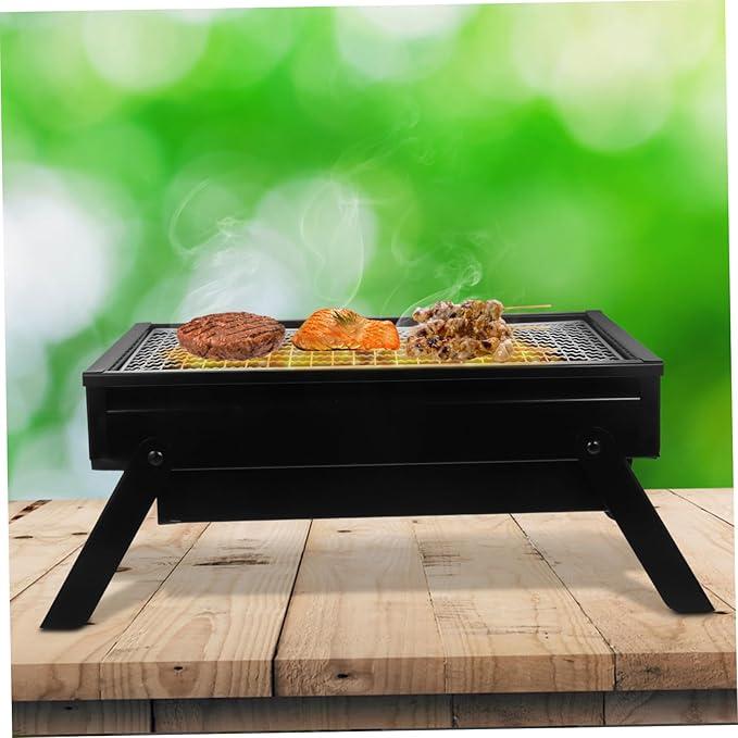 Portable Charcoal Grill Compact Folding for Outdoor Cooking Camping and Backyard Gatherings Features Pullout Charcoal Box for Easy Use and Cleaning for People