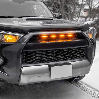 4 PCS Car LED Grille Lights, Bright Vehicle Front Grille Lamp Decorative Light with Wiring Harness, Waterproof LED Grill Lamps Trim Lights for 2017-2019 F150 Raptor (Yellow, 4 Lights)