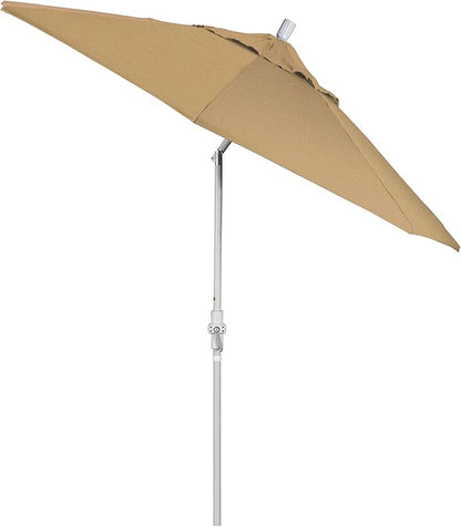 California Umbrella 9' Round Aluminum Market Umbrella, Crank Lift, Collar Tilt, White Pole, Straw Olefin