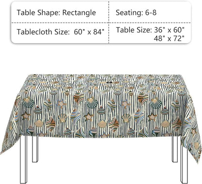 LVTXIII Rectangle Outdoor Tablecloth with Umbrella Hole and Zipper, Water-Repellent 60 x 84 Inch Patio Table Cover for Picnic, Garden, Backyard Dining, Cabana Shells