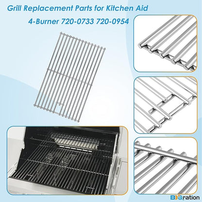 Replacement Parts for Kitchen Aid 720-0733D 720-0954 720-0954R 720-0733 720-0733A 720-0954A 720-0954AC, Cooking Grates, Burner and Heat Plates for KitchenAid Grill Replacement Parts