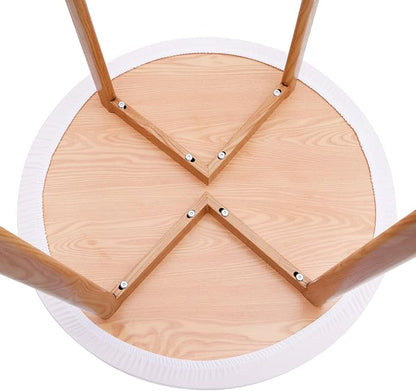 NEWISHER Round Fitted Table Cover Spandex Stretch Tablecloth White Table Top Cover with Elastic Edged for Dining Picnic Patio 60 inch