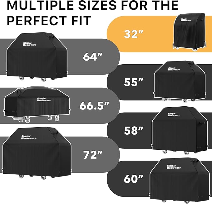 Simple Houseware 32 in. Heavy-Duty BBQ Gas Grill Cover, 600D Polyester Waterproof, Weather-Resistant