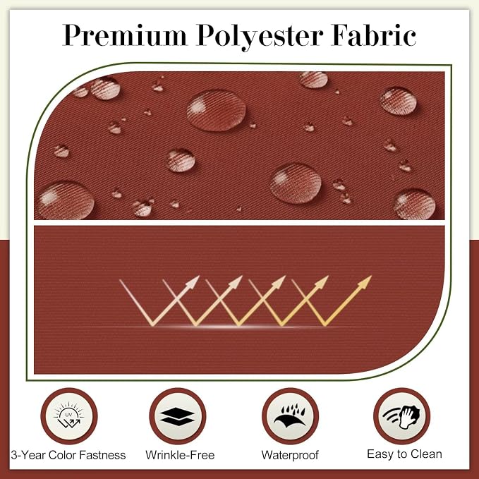Cozyide Outdoor Chair Cushions, Waterproof Patio Seat Cushions with Adjustable Straps, Round Corner Patio Chair Cushions for Garden, Brick Red, 17x16x2 Inch (Pack of 2)