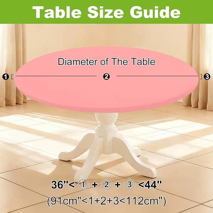 Smiry Round Spandex Tablecloth, Waterpoof Stretch Picnic Table Cover for 36"-44" Tables, Elastic Fitted Washable Tablecloths Dining, Indoor and Outdoor, Coral Red