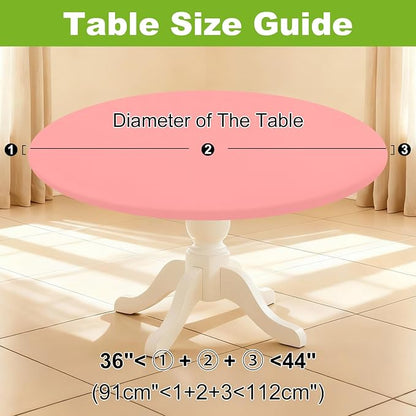 Smiry Round Spandex Tablecloth, Waterpoof Stretch Picnic Table Cover for 36"-44" Tables, Elastic Fitted Washable Tablecloths Dining, Indoor and Outdoor, Coral Red