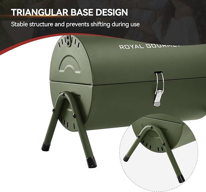 Royal Gourmet CC1015L Portable Charcoal Grill, 147 Sq. In. Cooking Area, with Four Air Vents, Lid Latch Buckle, Lid Handle, for Outdoor Backyard, Patio Parties and Picnics, Olive Green
