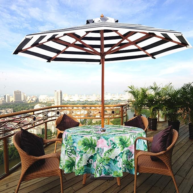 EHouseHome Outdoor Indoor 70inch Round Tablecloth with Umbrella Hole and Zipper, Waterproof Zippered Patio Table Cloths, Spring/Summer Table Covers for Backyard Circular Table/BBQs/Picnic