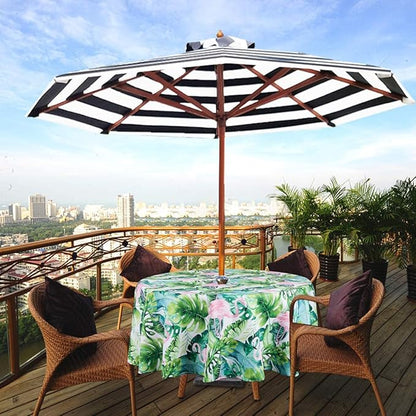 EHouseHome Outdoor Indoor 70inch Round Tablecloth with Umbrella Hole and Zipper, Waterproof Zippered Patio Table Cloths, Spring/Summer Table Covers for Backyard Circular Table/BBQs/Picnic