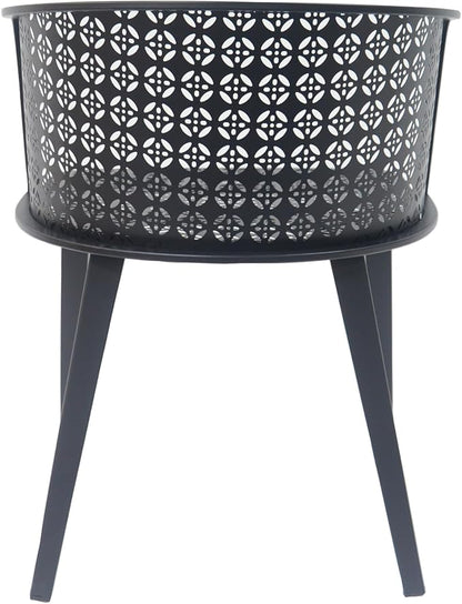 Christopher Knight Home Set of 2 Rivera Patio Iron Frame Dining Chairs, Geometric-Carved Pattern Round Backrest, Armchair for Kitchen, Restaurant, Garden, Balcony, Porch, Backyard, Poolside, Black