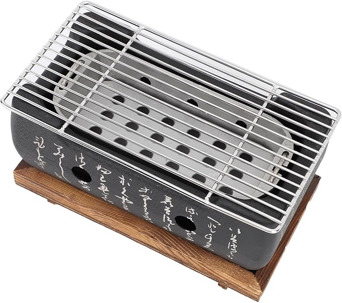 Semme Charcoal Hibachi Grill Japanese Grill Japanese Portable BBQ Stove Compact Charcoal Barbecue with Quick Heating for Camping Outdoor Cooking (M)