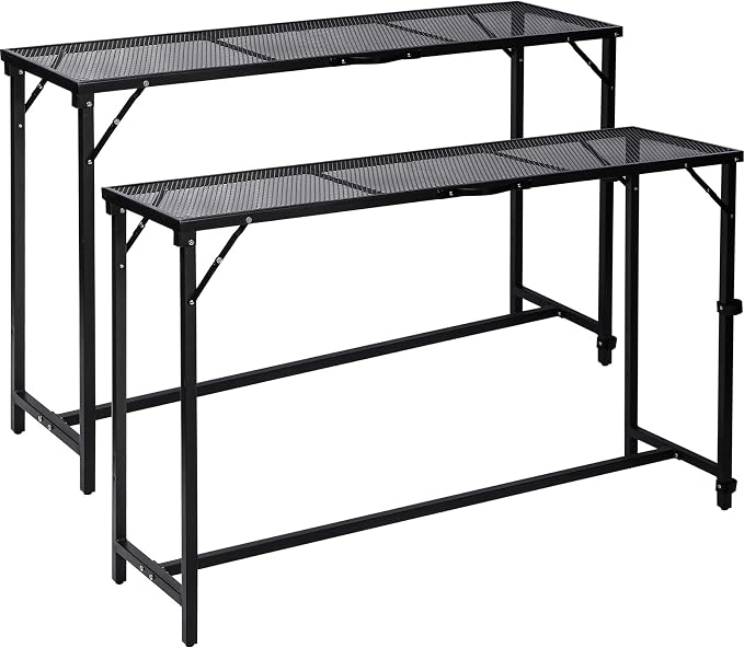 REDCAMP 55" Folding Outdoor Bar Table, Patio Bar Height Table, 2 Pack | Waterproof Mesh Top Rectangle Counter Console Table for Balcony, Garden, Backyard, Hot Tub, Poolside, Indoor or Outdoor Use