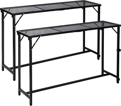 REDCAMP 55" Folding Outdoor Bar Table, Patio Bar Height Table, 2 Pack | Waterproof Mesh Top Rectangle Counter Console Table for Balcony, Garden, Backyard, Hot Tub, Poolside, Indoor or Outdoor Use