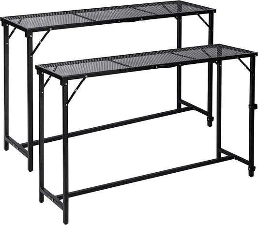 REDCAMP 55" Folding Outdoor Bar Table, Patio Bar Height Table, 2 Pack | Waterproof Mesh Top Rectangle Counter Console Table for Balcony, Garden, Backyard, Hot Tub, Poolside, Indoor or Outdoor Use