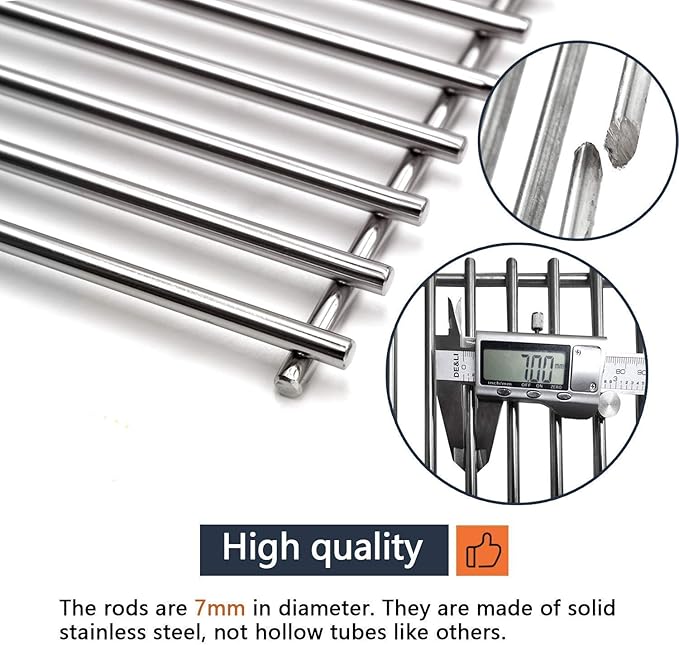 Hongso 16 7/8" SUS304 Stainless Steel Grill Grates Replacement for Charbroil 4 Burner 463436214 463436215 463433016 463432215 463439915 463436213 463440109 463420507 463441312 Thermos 461442114 Models