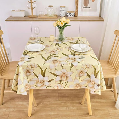 LIBERECOO Heavy Duty Vinyl Tablecloth with Flannel Backing Waterproof Oil-Proof Plastic Table Cloth Stain-Resistant Wipeable Rectangle or Square Table Cover for Indoor and Outdoor 54 x 54 Inch