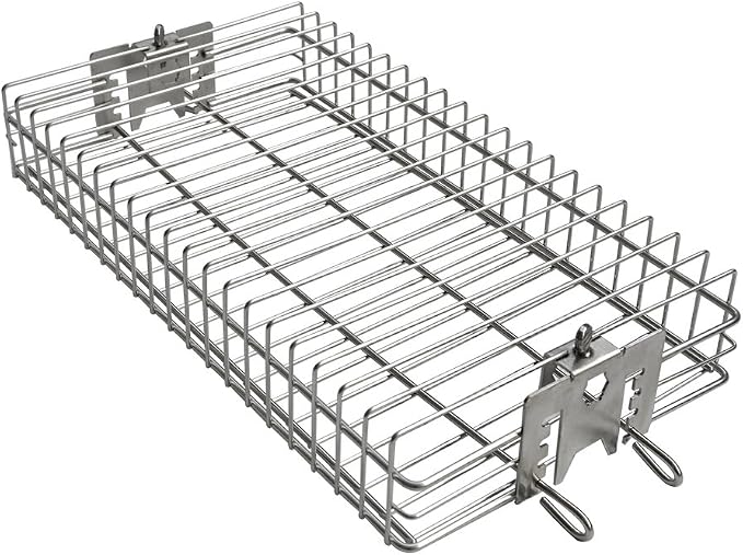 onlyfire 6042 Stainless Steel Flat Spit Rotisserie Grill Basket for Grills | Fits 1/2" Hexagon, 3/8" Hexagon, 3/8" Square & 5/16" Square Rotisserie Spit Rods