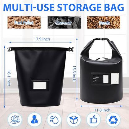 2 Pcs 20 Lbs Wood Pellet Smoker Storage Bag Pellet Storage Fuel Container Dispenser Wood Chips Container Bucket Black