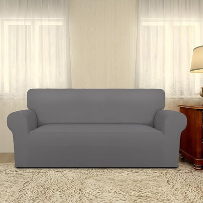 PureFit Super Stretch Sofa Slipcover – Spandex Non Slip Soft Couch Sofa Cover, Washable Furniture Protector with Non Skid Foam and Elastic Bottom for Kids, Pets (Oversized Loveseat, Light Gray)