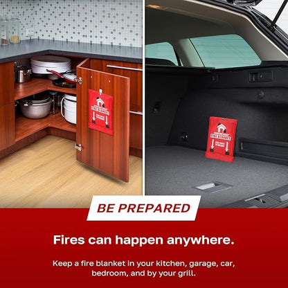 Signature Series Fire Blanket, Flame Suppression Fiberglass Blanket for Home & Kitchen Safety | Ultimate Fire Protection Blankets That Never Expire