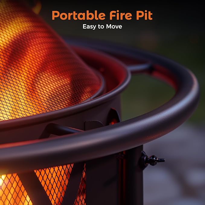 BALI OUTDOORS Outdoor Fire Pit for Wood, Portable Fire Pits for Outside Wood Burning, Patio Firepits for Outside with Grill, Spark Screens