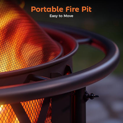 BALI OUTDOORS Outdoor Fire Pit for Wood, Portable Fire Pits for Outside Wood Burning, Patio Firepits for Outside with Grill, Spark Screens