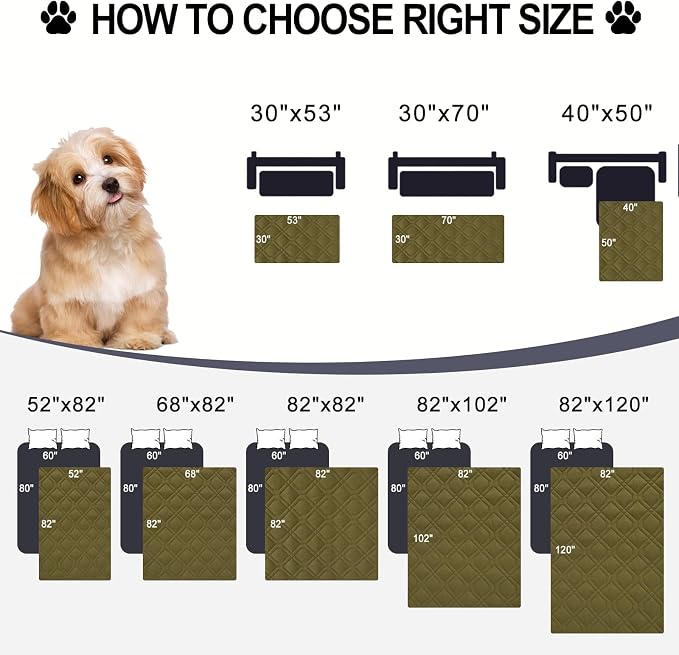 Smiry Reversible Waterproof Pet Couch Covers for Sofa | Washable Dog Couch Sofa Covers, Water Resistant Furniture Protector Slipcover, Geometric (82"x82", Green/Navy)