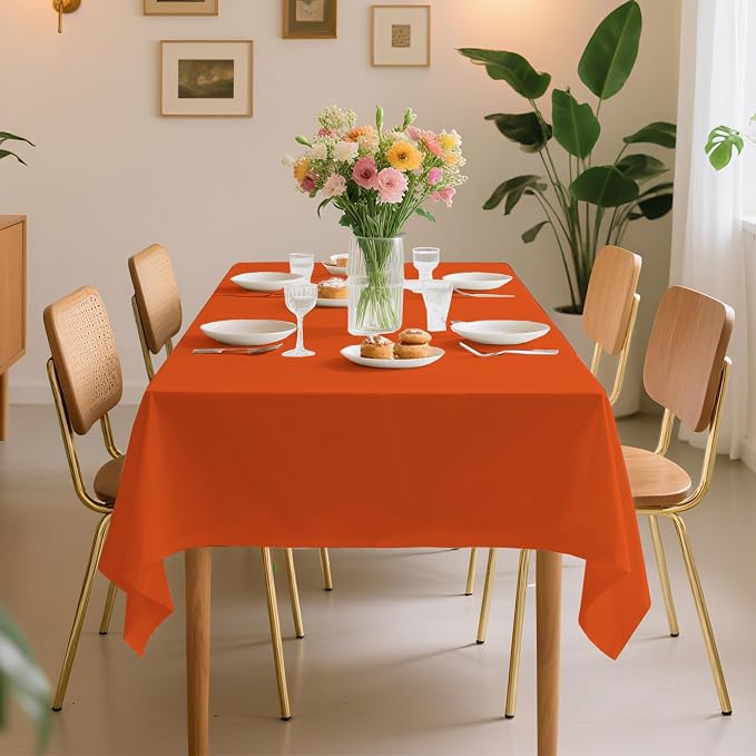 54 Inch X 300 Feet Plastic Table Cover Roll Premium Disposable Plastic Tablecloth for All Type/Shape Tables | Picnic, Party, Banquet, Birthdays, Weddings (Orange, 54 Inch X 300 Feet)