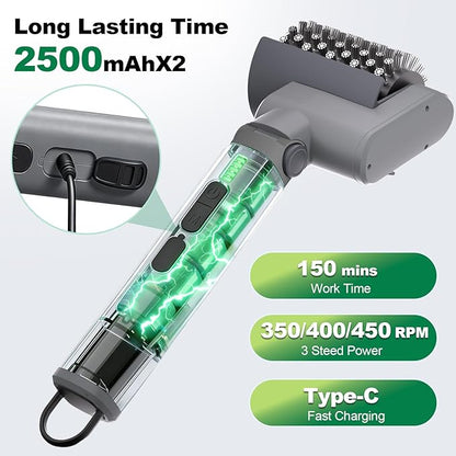 2026 New Electric Grill Brush with 3 Replacement Head,3-Speed Power Control,Cordless Rechargeable Grill Cleaning Brush with Adjustable Angle,Cleaning Tool for Outdoor BBQ,No Bristle Shedding-Gray