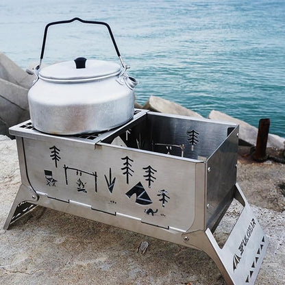 Portable Charcoal Grill, Total 343 Sq. In. Foldable Tabletop BBQ Grill, Mini Smoker Camping Grills for Backyard, Picnics, Hiking – Heavy-Duty Portable Fire Pit – Camp Cooking Gear