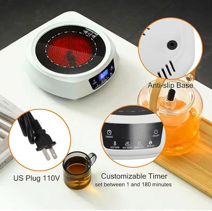 Portable 800w Electric Mini Stove Hot Plate, Electric Ceramic Stove With Adjustable Power Levels For Boiling Water Making Tea And Coffee(white)