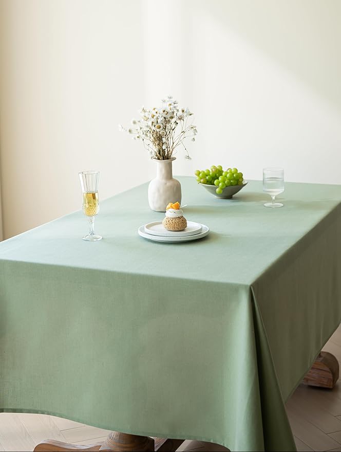 Sage Green Tablecloth for Rectangle Tables 6-8 Person Farmhouse Neutral Table Cloth Rectangular Kitchen Decoration Dining Spring Pastel Green Table Cover Washable 60x84