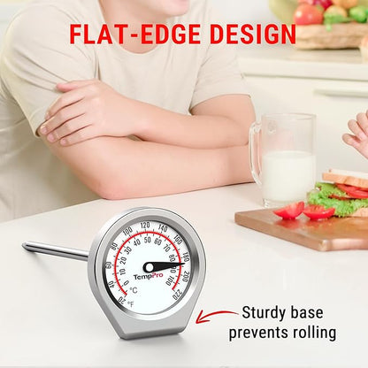 TempPro Dial Instant Read Meat Thermometer for Cooking, Grill Food Thermometer with Glass Lens, Portable Kitchen Thermometer for Liquid, Steak, Turkey Temp Checking (Previously ThermoPro)