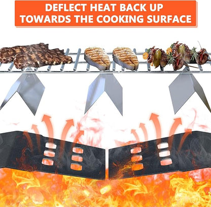 Genesis Grill Parts for Weber Genesis 300 Series Grills with Front Control Knob, Genesis E310 E320 E330 S310 S320 S330, 17.5" Flavorizer Bars and Heat Deflectors for Weber 7620 7621, Porcelain Steel